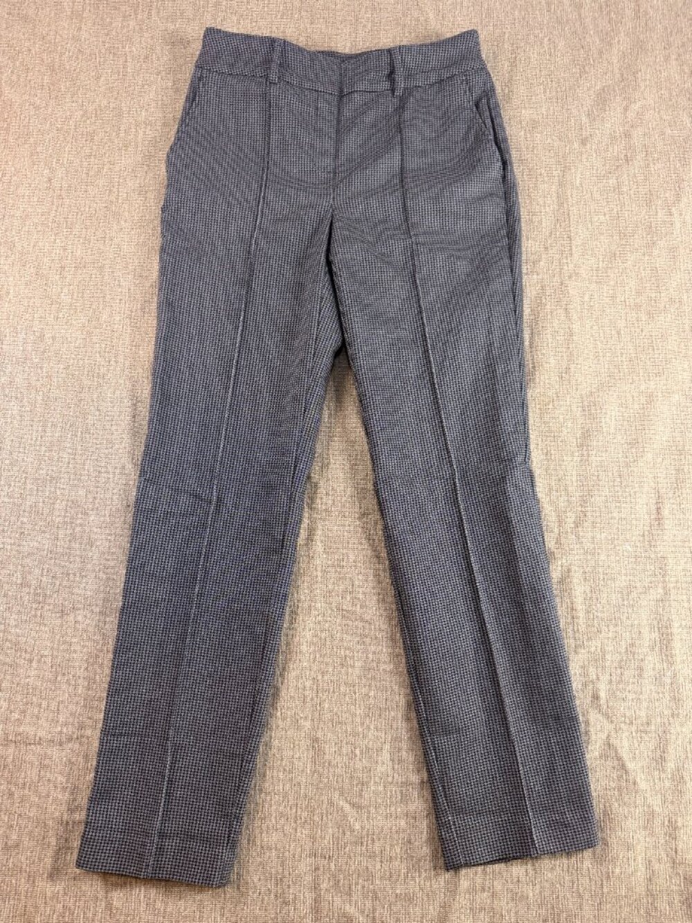 HILARY RADLEY Grey Houndstooth Checked Ankle Dress Pants NWT S